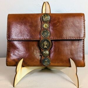 Patricia Nash Brn Leather Renaissance Coin Clutch